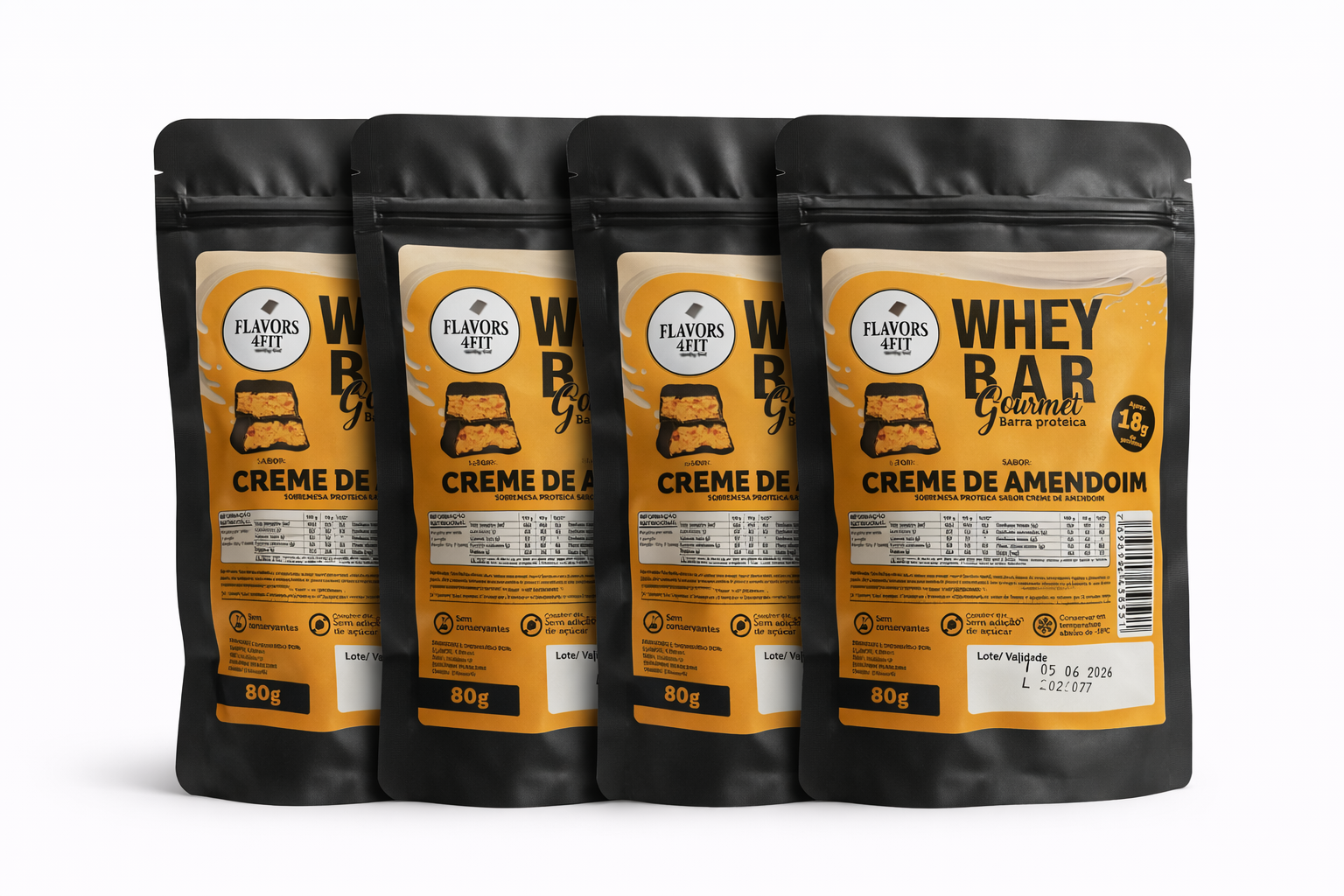 Whey Bar Gourmet Creme de amendoim | 4 unidades - 80g